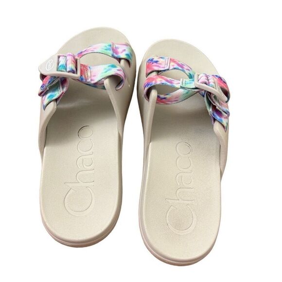 Chaco Chillos Slide Sandals Light Tie Dye Beige Size 9 - Picture 4 of 9